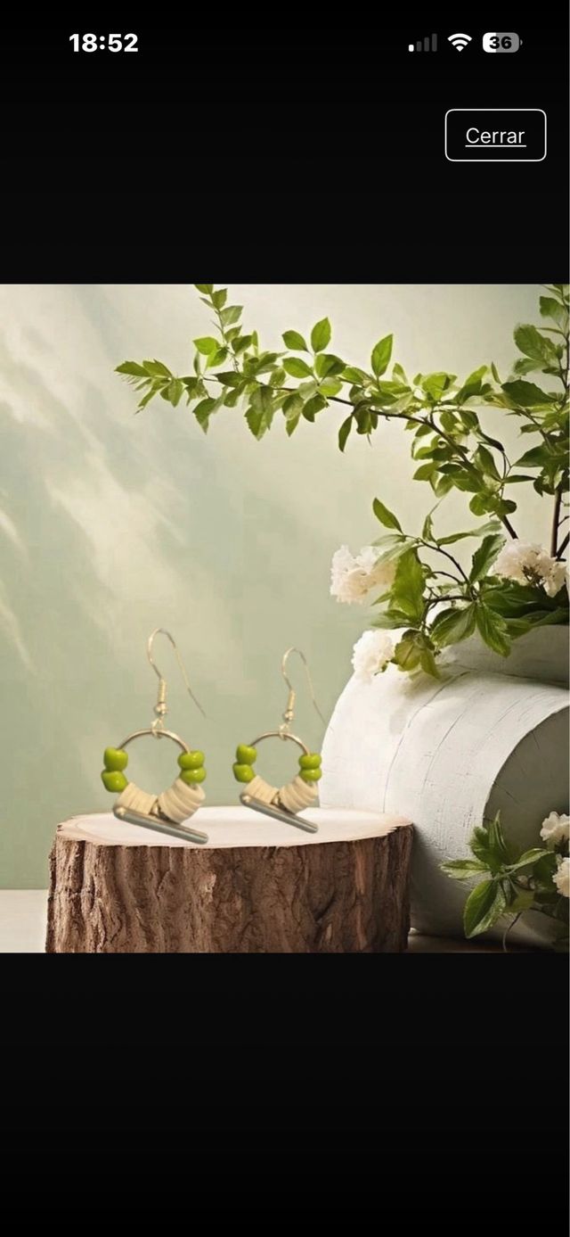 Pac de 2 Pendientes artesanales verdes y amarillos