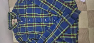 Camisa Hollister cuadros azul y verde Talla L