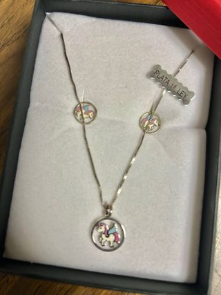Conjunto Unicornio Collar y Pendientes