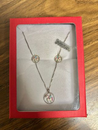 Conjunto Unicornio Collar y Pendientes