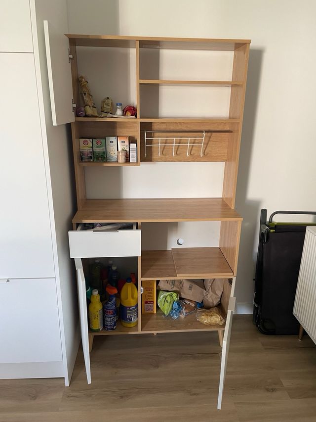 Mueble Cocina Madera y Metal Blanco