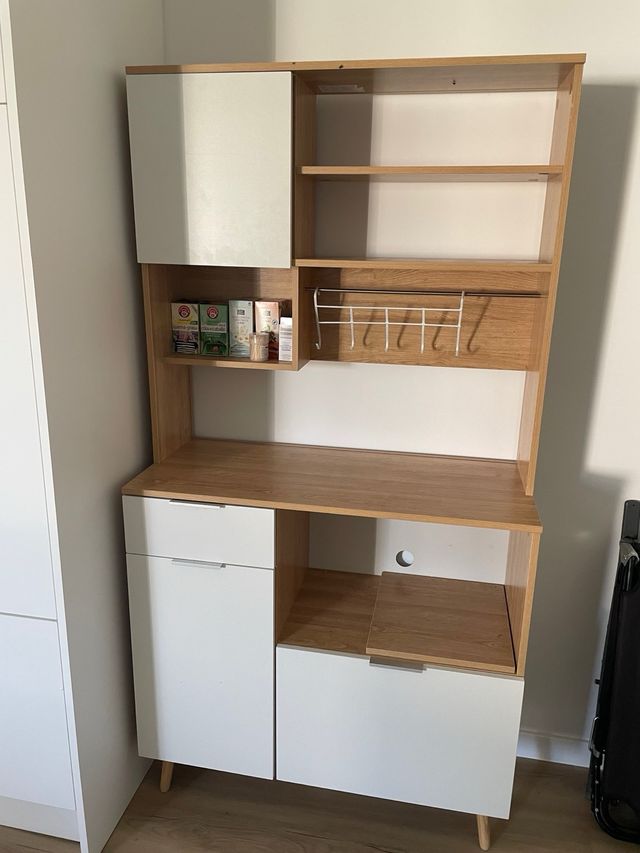 Mueble Cocina Madera y Metal Blanco