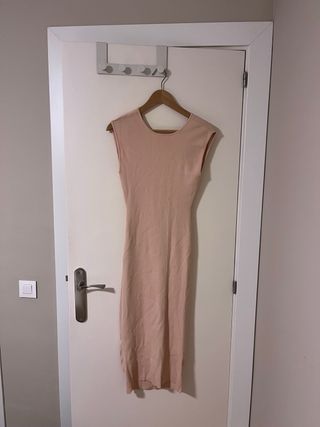 Vestido largo rosa palo