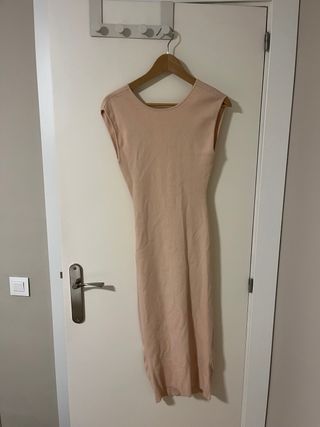 Vestido largo rosa palo