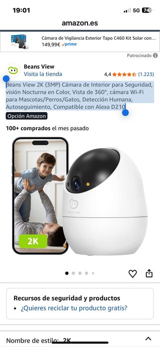 Cámara Interior Beans View 2K (3MP)