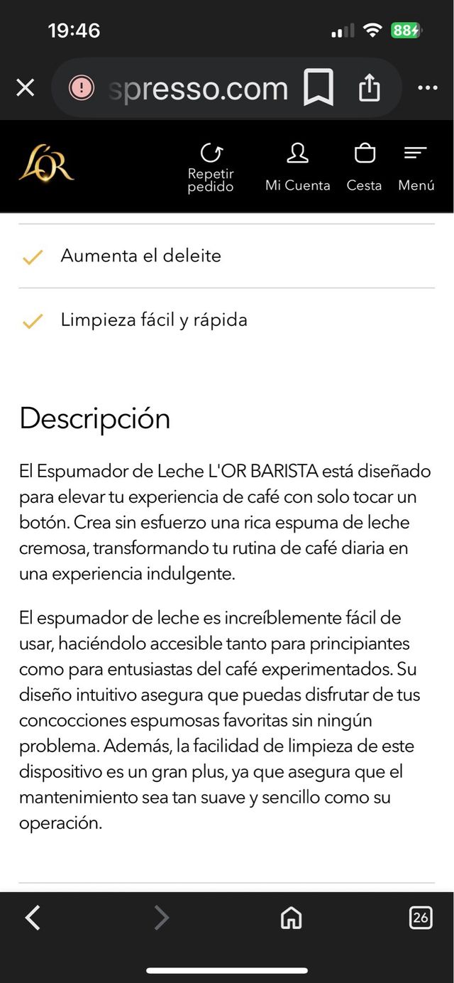 Espumador de leche L'OR Batista