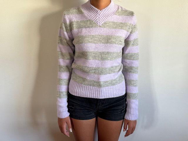 Jersey Zara rayas lila y gris