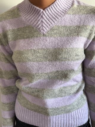 Jersey Zara rayas lila y gris