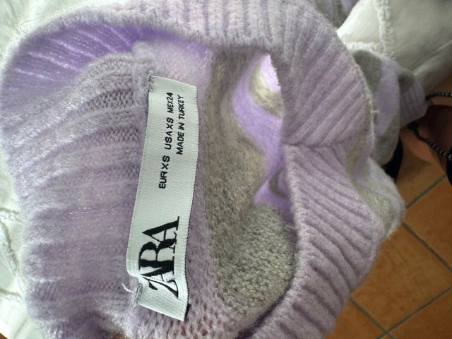 Jersey Zara rayas lila y gris
