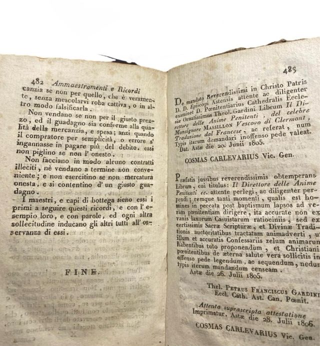 Libro antico 1806 Direttore Delle Anime Penitenti