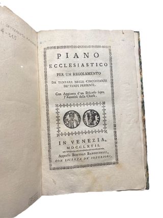 Libro antico 1767 Piano Ecclesiastico