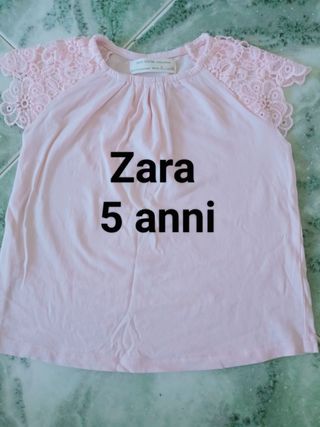 Zara Bambina T-shirt 5 anni Rosa Pizzo