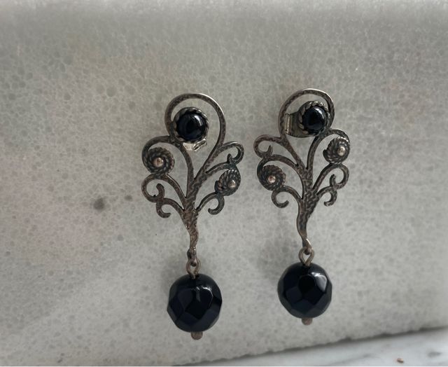 Pendientes Plata Ley y Azabache