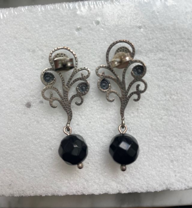 Pendientes Plata Ley y Azabache