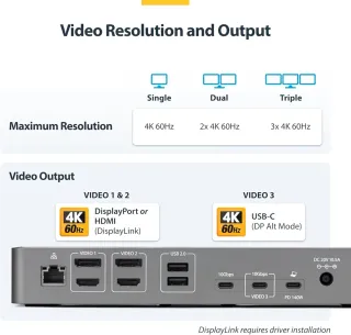 Startech Docking Station 3 Monitores HDMI/DP