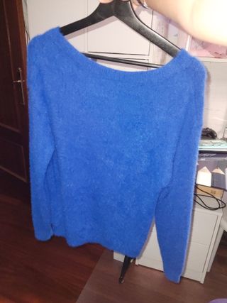 Jersey invierno escote pico azul eléctrico