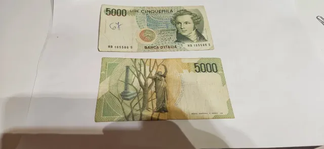 2 Billetes 10000 Liras Italianas