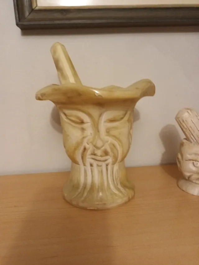 2 Morteros Piedra Cara Monje Antiguos