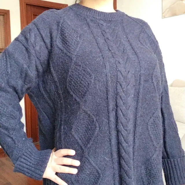 Jersey largo de punto trenzado mujer