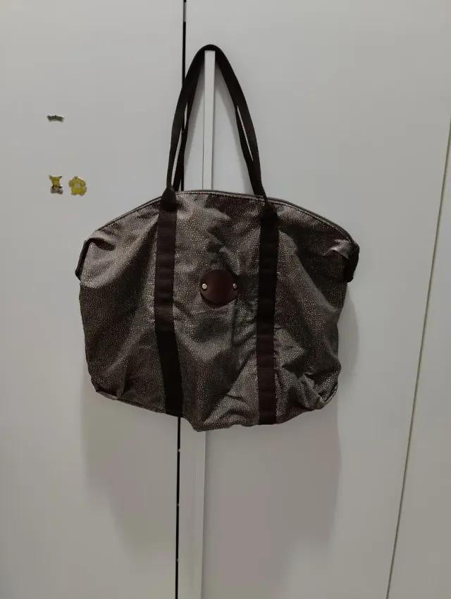 Borsa grande/borsone marrone e bianco