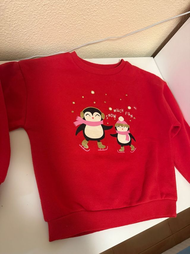 Sudadera roja pingüinos Navidad nueva