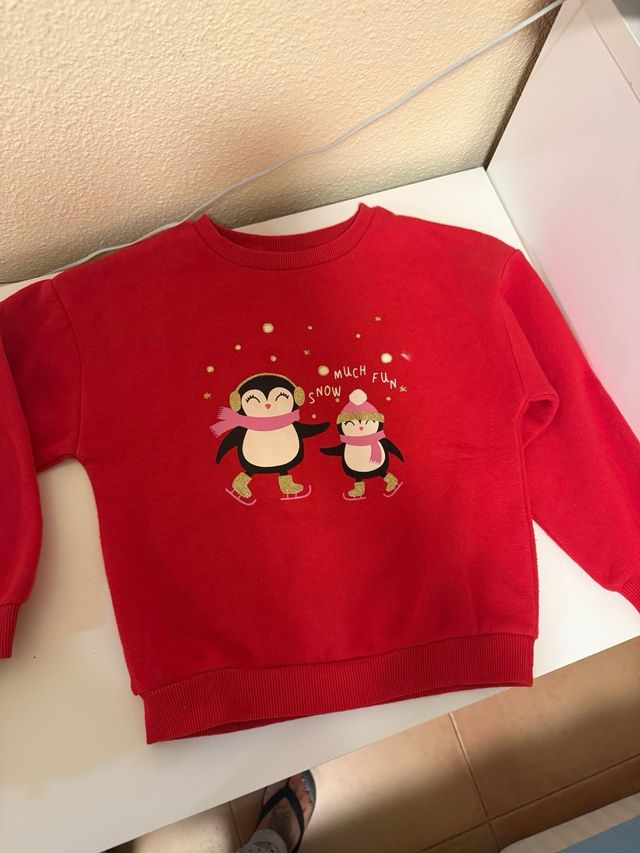 Sudadera roja pingüinos Navidad nueva