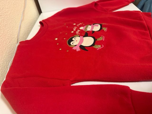 Sudadera roja pingüinos Navidad nueva