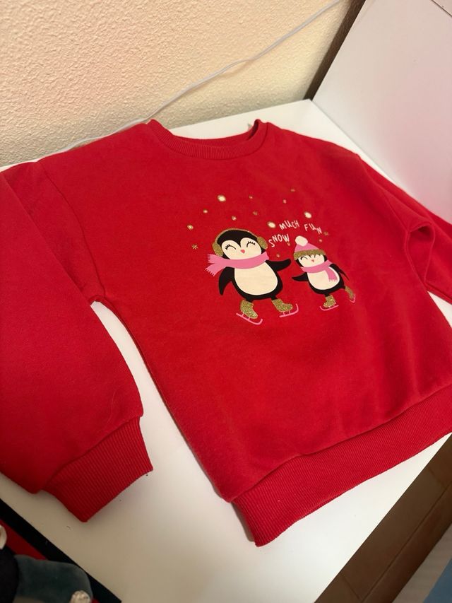Sudadera roja pingüinos Navidad nueva