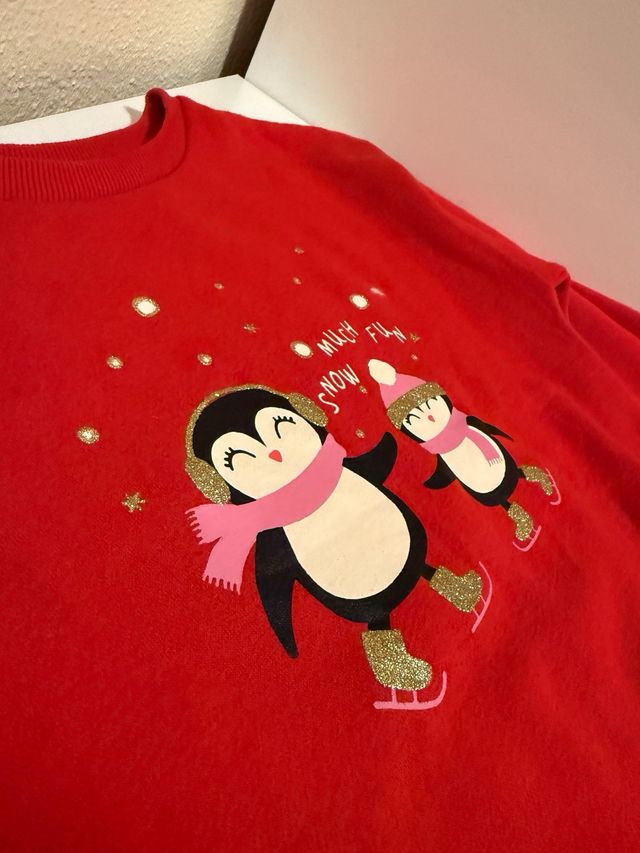 Sudadera roja pingüinos Navidad nueva