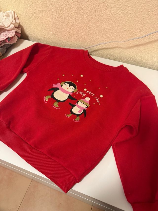 Sudadera roja pingüinos Navidad nueva