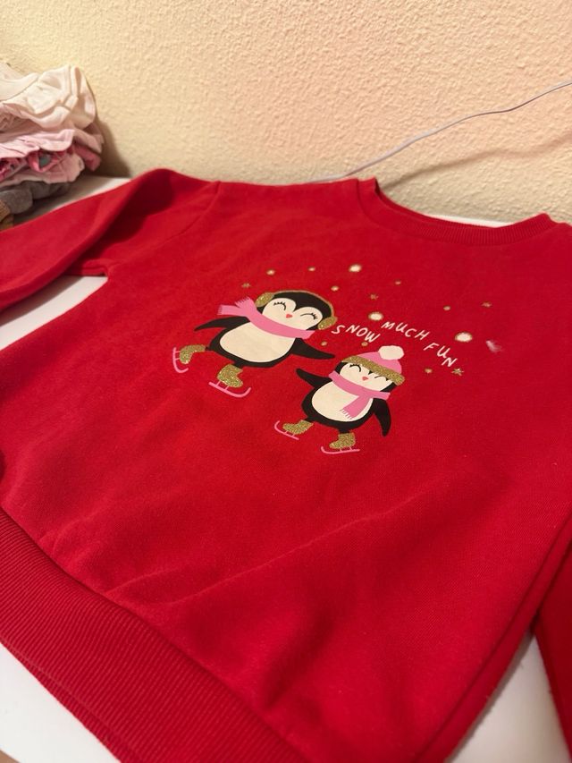 Sudadera roja pingüinos Navidad nueva