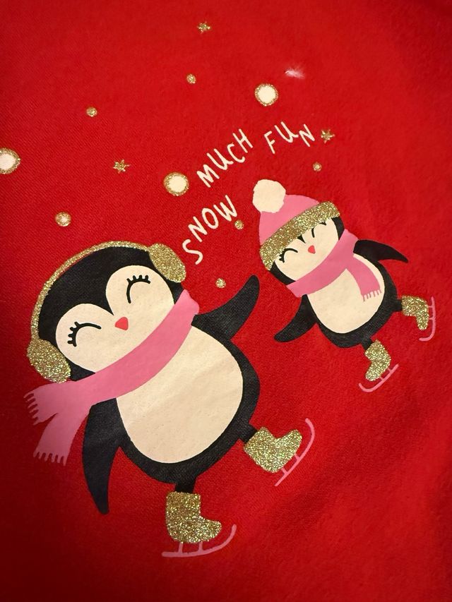 Sudadera roja pingüinos Navidad nueva