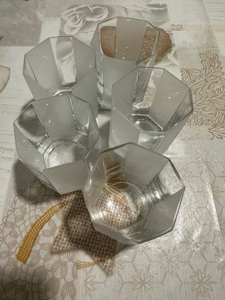 Set 5 Bicchieri Vetro Ottagonali