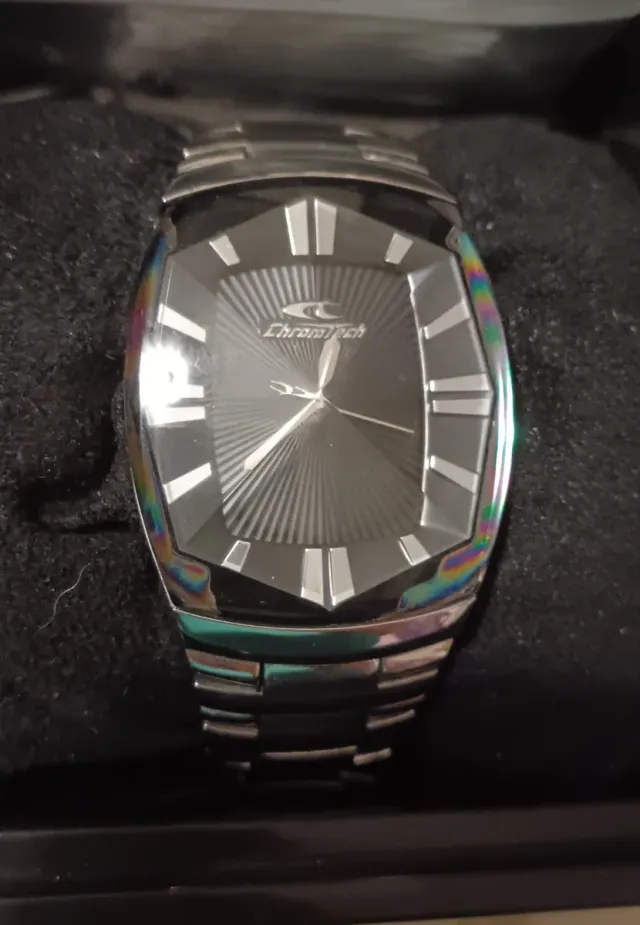 Orologio Uomo Chronotech Nero e Argento