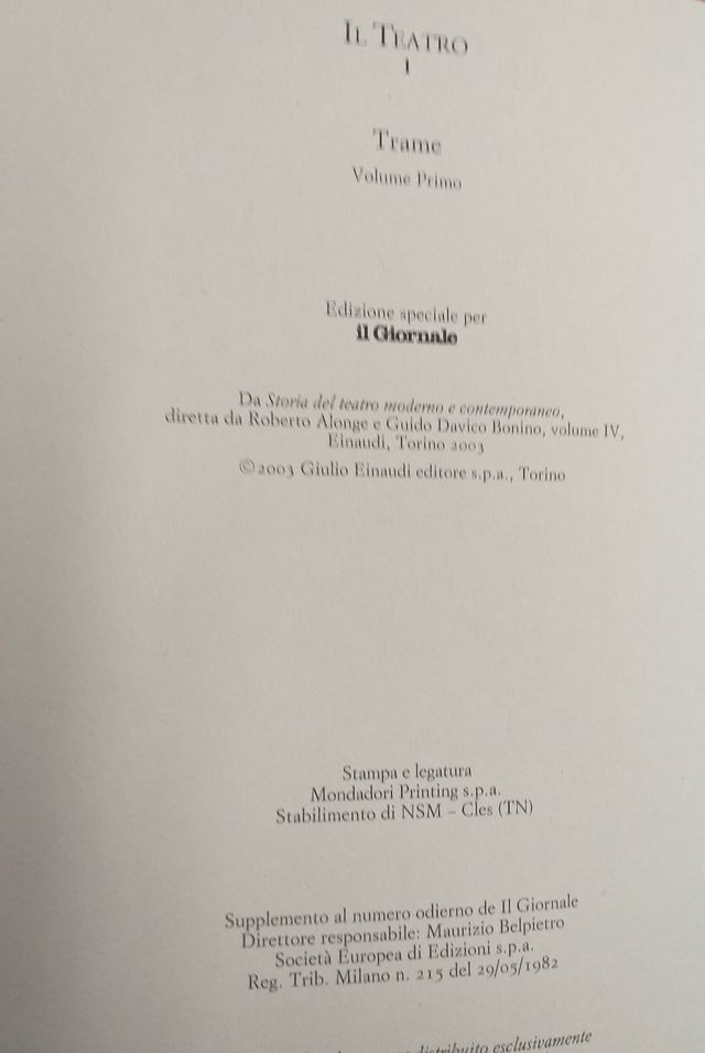 Libro “Il Teatro-Trame”