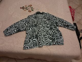 Camicetta donna fantasia floreale bianco/nero