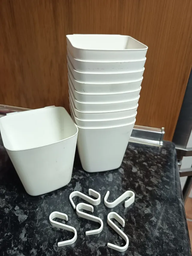 10 Recipientes Blancos Cuadrados