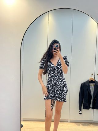 Vestido negro lunares fruncido talla M