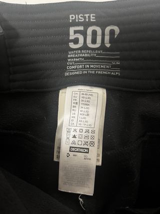 Pantalón esquí negro PISTE 500 T.34-XS
