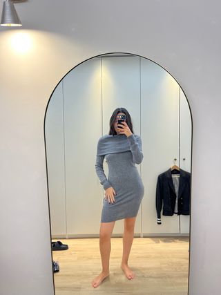 Vestido lana palabra de honor gris M