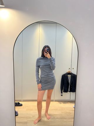 Vestido lana palabra de honor gris M