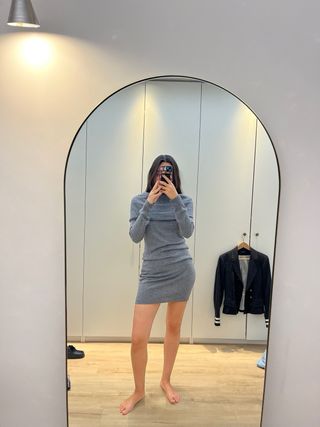 Vestido lana palabra de honor gris M