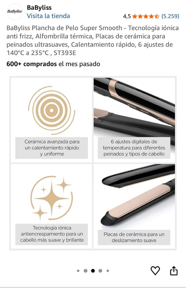 Plancha de pelo BaByliss negra