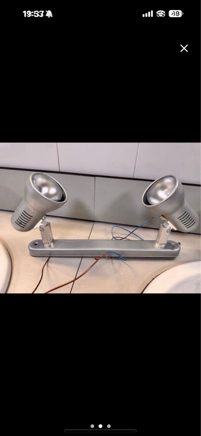 Lámpara doble foco metal plata