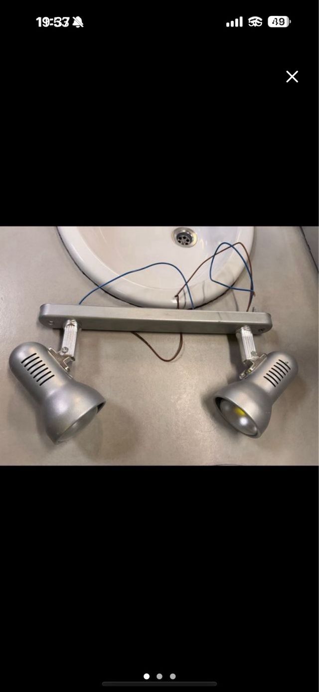 Lámpara doble foco metal plata