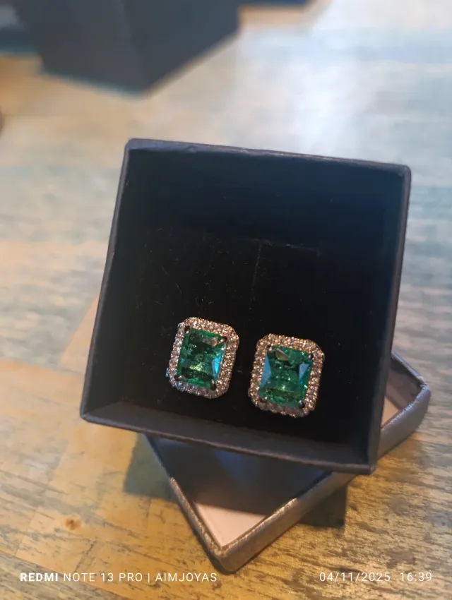 Pendientes Plata Circonita Esmeralda Arab