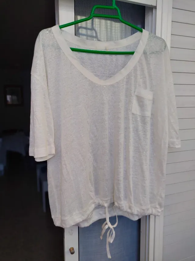 Camiseta transparente color crudo talla única