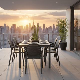 Conjunto extensible mesa y 6 Sillones NARDI Antrac