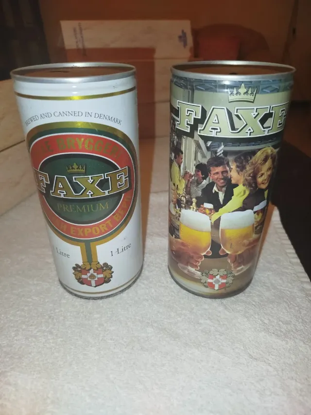 2 Lattine Faxe Premium Export Birra 1 Litro.Vuote