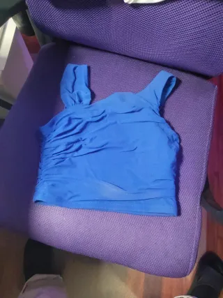 Top Shein azul eléctrico fruncido